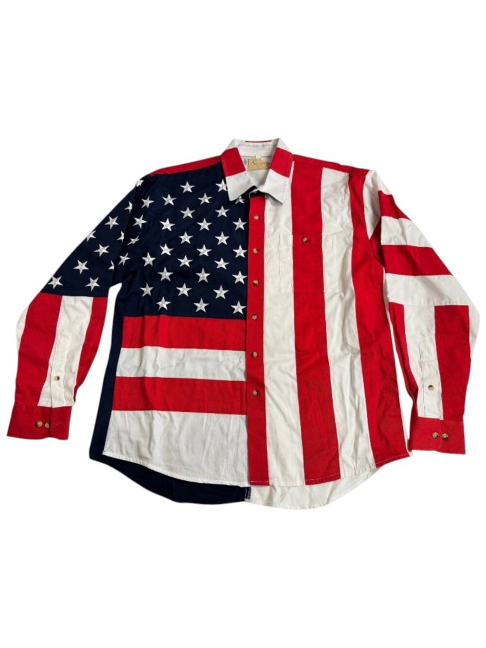 Scully Men's Patriotic American Flag Long Sleeve Shirt
